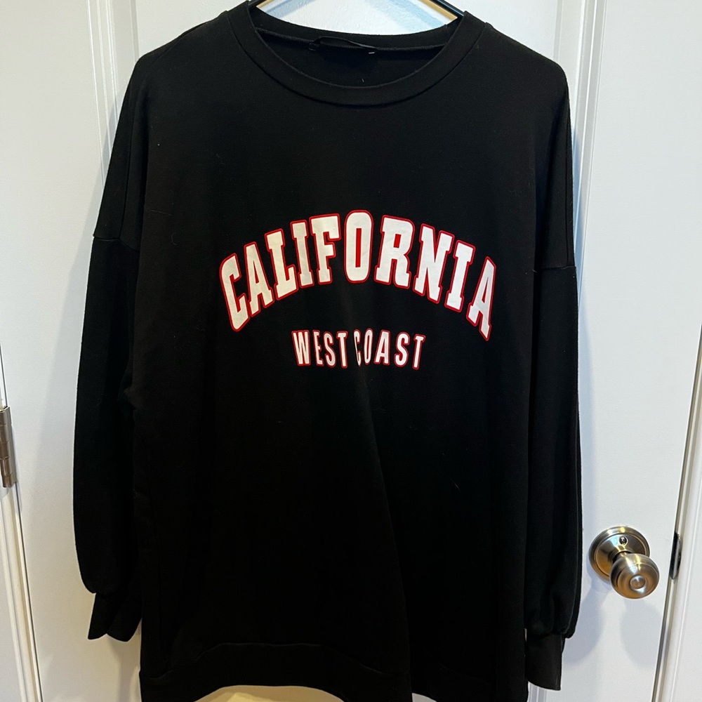 SHEIN Black oversized Crew Neck Top